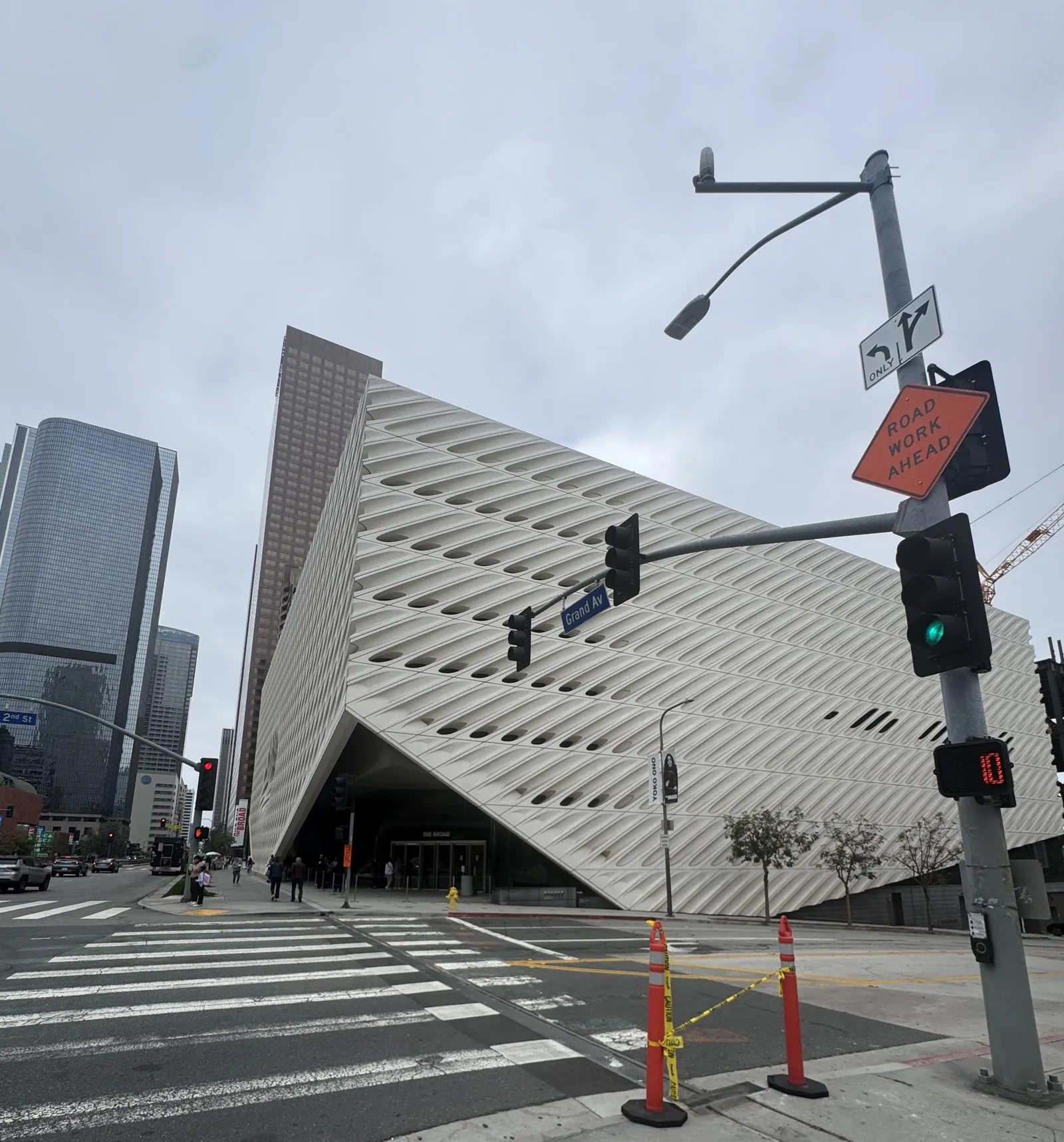 The white honeycomb facade of The Broad museum, downtown Los Angeles